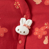 Dave&Bella Toddler Girls Red/Pink Doll Collar Sweet Cute Rabbit Print Soft Cozy Cotton Comfortable Rompers