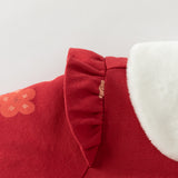 Dave&Bella Toddler Girls Red/Pink Doll Collar Sweet Cute Rabbit Print Soft Cozy Cotton Comfortable Rompers