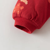 Dave&Bella Toddler Girls Red/Pink Doll Collar Sweet Cute Rabbit Print Soft Cozy Cotton Comfortable Rompers