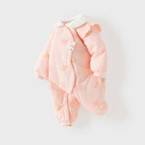 Dave&Bella Toddler Girls Red/Pink Doll Collar Sweet Cute Rabbit Print Soft Cozy Cotton Comfortable Rompers