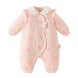 Dave&Bella Toddler Girls Red/Pink Doll Collar Sweet Cute Rabbit Print Soft Cozy Cotton Comfortable Rompers