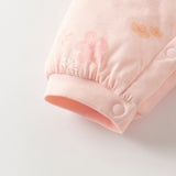 Dave&Bella Toddler Girls Red/Pink Doll Collar Sweet Cute Rabbit Print Soft Cozy Cotton Comfortable Rompers