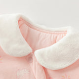 Dave&Bella Toddler Girls Red/Pink Doll Collar Sweet Cute Rabbit Print Soft Cozy Cotton Comfortable Rompers