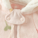 Dave&Bella Baby Girls Pink Floral Print Fleece Soft Comfortable Cotton Hooded Rompers