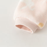 Dave&Bella Baby Girls Pink Floral Print Fleece Soft Comfortable Cotton Hooded Rompers
