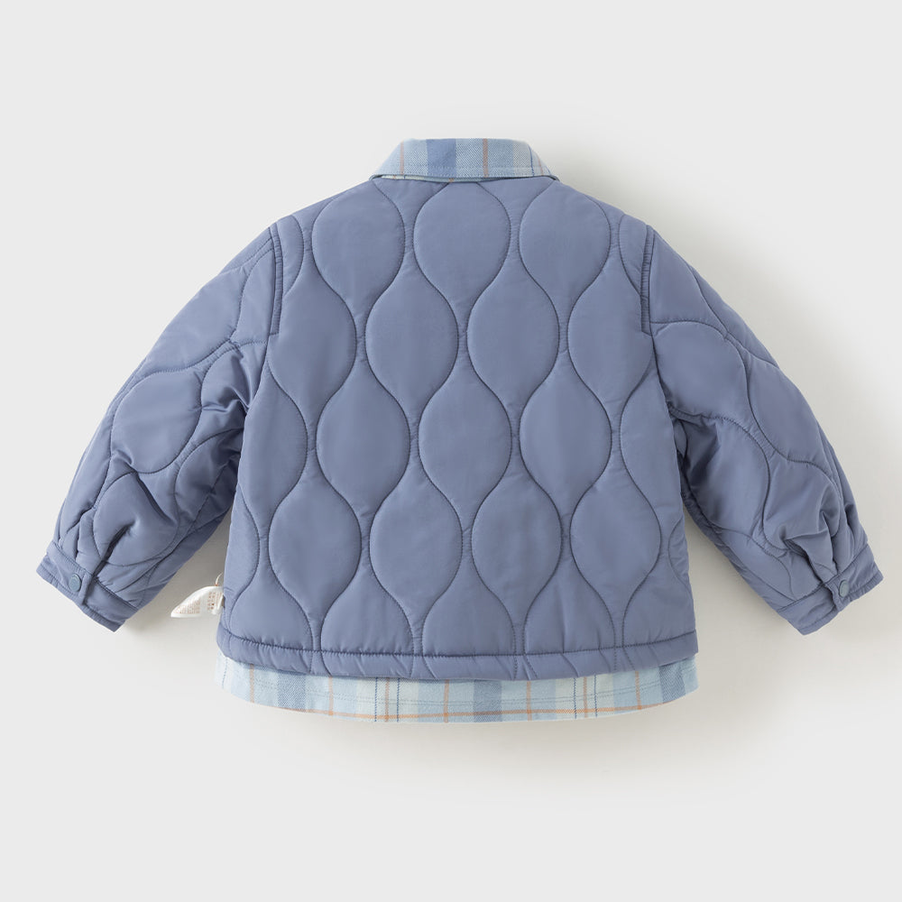 Dave&Bela Toddler Boys Blue Turndown Collar Warm Comfortable Padded Puffer Jackets