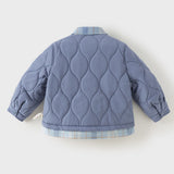 Dave&Bela Toddler Boys Blue Turndown Collar Warm Comfortable Padded Puffer Jackets