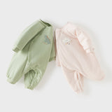 Dave&Bella Baby Girls/Boys Pink/Green Cute Print Warm Cozy Cotton Puffer Padded Rompers