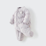 Dave&Bella Baby Girls/Boys Grey/Purple Simple Warm Comfortable Puffer Padded Down Rompers