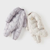 Dave&Bella Baby Girls/Boys Grey/Purple Simple Warm Comfortable Puffer Padded Down Rompers