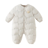 Dave&Bella Baby Girls/Boys Grey/Purple Simple Warm Comfortable Puffer Padded Down Rompers