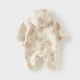 Dave&Bella Baby Girls/Boys Pink/Khaki/Green Hodde Cute Animals Print Warm Rompers