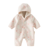 Dave&Bella Baby Girls/Boys Pink/Khaki/Green Hodde Cute Animals Print Warm Rompers