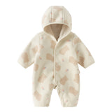 Dave&Bella Baby Girls/Boys Pink/Khaki/Green Hodde Cute Animals Print Warm Rompers