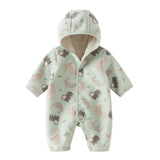 Dave&Bella Baby Girls/Boys Pink/Khaki/Green Hodde Cute Animals Print Warm Rompers