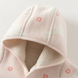 Dave&Bella Baby Girls/Boys Pink/Khaki/Green Hodde Cute Animals Print Warm Rompers