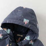 Dave&Bella Toddler Girls Pink/Purple Cute Childlike Delight Print Windproof Hooded Padded Jackets