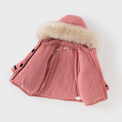 Dave&Bella Kids Girls/Boys Winter Outdoor Waterproof Fur-trimed Hooded Cozy Down Coats
