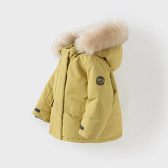 Dave&Bella Kids Girls/Boys Winter Outdoor Waterproof Fur-trimed Hooded Cozy Down Coats