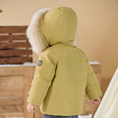 Dave&Bella Kids Girls/Boys Winter Outdoor Waterproof Fur-trimed Hooded Cozy Down Coats