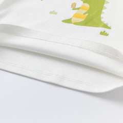 Dave&Bella Children Boys Cotton Casual Cartoon Letter T-shirt-White