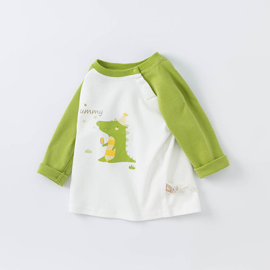Dave&Bella Children Boys Cotton Casual Cartoon Letter T-shirt-White
