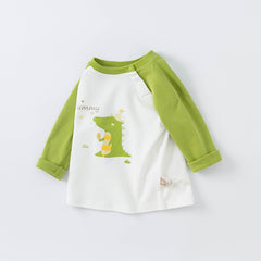 Dave&Bella Children Boys Cotton Casual Cartoon Letter T-shirt-White