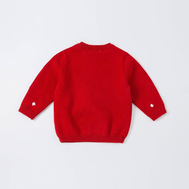 Dave&Bella Toddler Boys/Girls Cute Reindeer Red Christmas Soft Sweaters Tops
