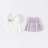 Dave&Bella Toddler Girls Summer Beige T-Shitrs Skirt Outfit Sets