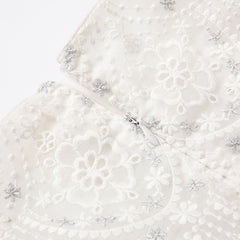 Dave&Bella Kids Girls Summer Elegant Beige Embroidered Haute Couture Mesh Dress