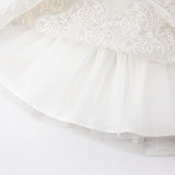 Dave&Bella Kid Girls Summer Elegant Beige Embroidered Luxury Couture Tulle Dress