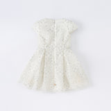 Dave&Bella Kid Girls Summer Elegant Beige Embroidered Luxury Couture Tulle Dress