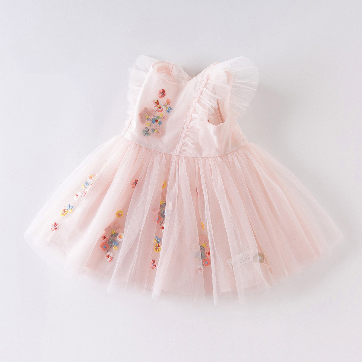 Dave&Bella Toddler Girls Summer Pink Flutter Sleeve Adorable Embroidery Birthday Dress
