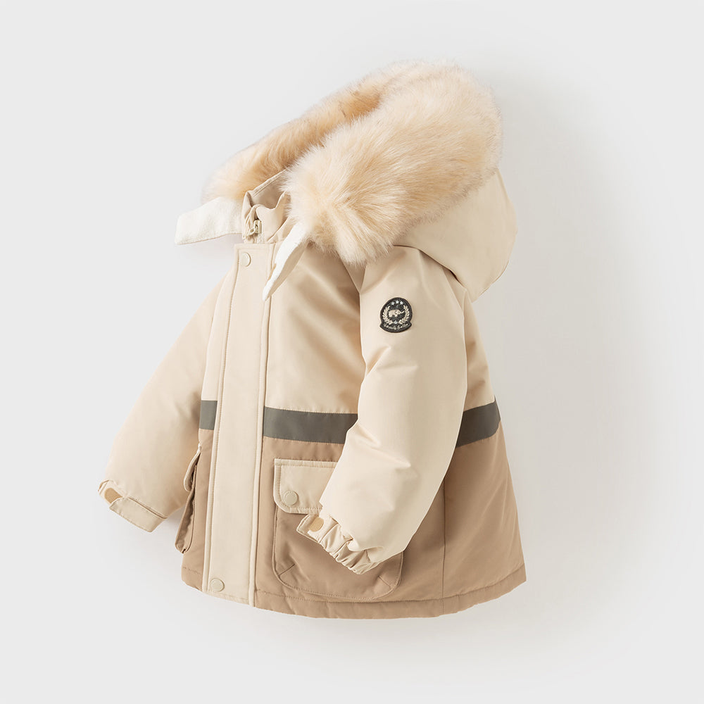 Dave&Bella Toddler Girls/Boys Winter Outdoor Outwear Soft Fur-trim Down Jacket