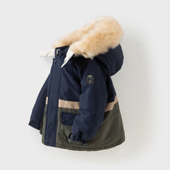 Dave&Bella Toddler Girls/Boys Winter Outdoor Outwear Soft Fur-trimmed Down Jacket