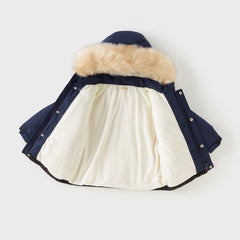 Dave&Bella Toddler Girls/Boys Winter Outdoor Outwear Soft Fur-trimmed Down Jacket