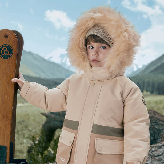 Dave&Bella Toddler Girls/Boys Winter Outdoor Outwear Soft Fur-trimmed Down Jacket