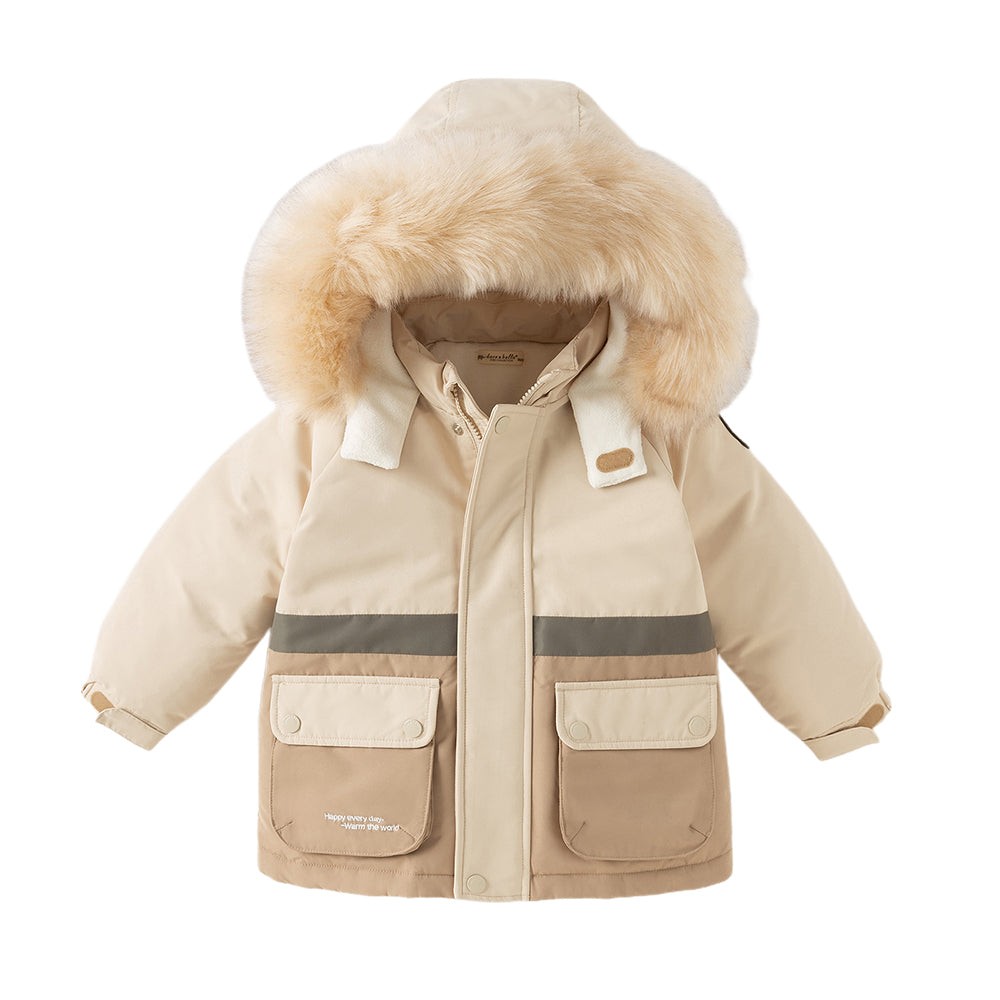 Dave&Bella Toddler Girls/Boys Winter Outdoor Outwear Soft Fur-trim Down Jacket