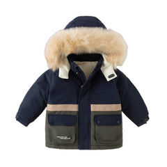 Dave&Bella Toddler Girls/Boys Winter Outdoor Outwear Soft Fur-trimmed Down Jacket