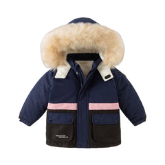 Dave&Bella Toddler Girls/Boys Winter Outdoor Outwear Soft Fur-trimmed Down Jacket
