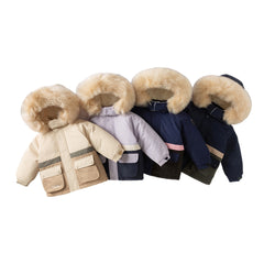Dave&Bella Toddler Girls/Boys Winter Outdoor Outwear Soft Fur-trimmed Down Jacket