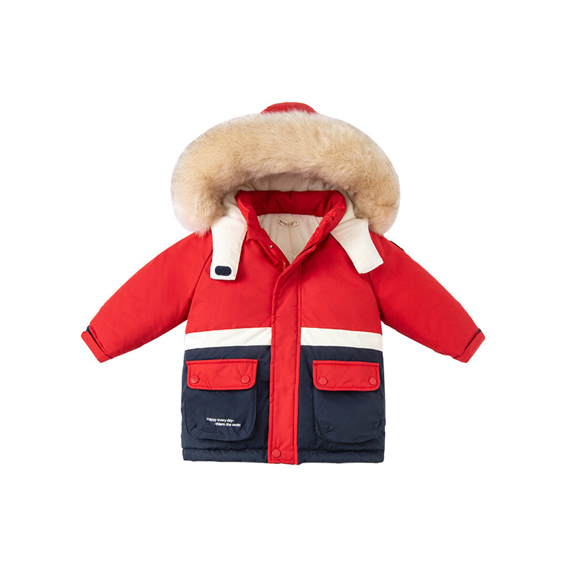Dave&Bella Toddler Girls/Boys Winter Outdoor Outwear Soft Fur-trim Down Jacket