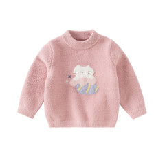 Dave&Bella Toddler Girls/Boys Autumn Carton Print Playful Chenille Sweater Tops