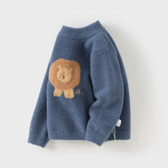Dave&Bella Toddler Girls/Boys Autumn Carton Print Playful Chenille Sweater Tops