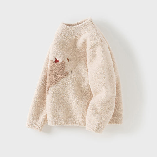 Dave&Bella Toddler Girls/Boys Autumn Carton Print Playful Chenille Sweater Tops