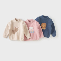 Dave&Bella Toddler Girls/Boys Autumn Carton Print Playful Chenille Sweater Tops