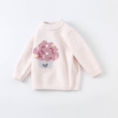 Dave&Bella Toddler Girls/Boys Autumn Carton Print Playful Chenille Sweater Tops