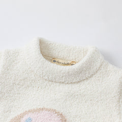 Dave&Bella Toddler Girls/Boys Autumn Carton Print Playful Chenille Sweater Tops