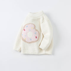 Dave&Bella Toddler Girls/Boys Autumn Carton Print Playful Chenille Sweater Tops