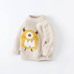 Dave&Bella Toddler Girls/Boys Autumn Carton Print Playful Chenille Sweater Tops